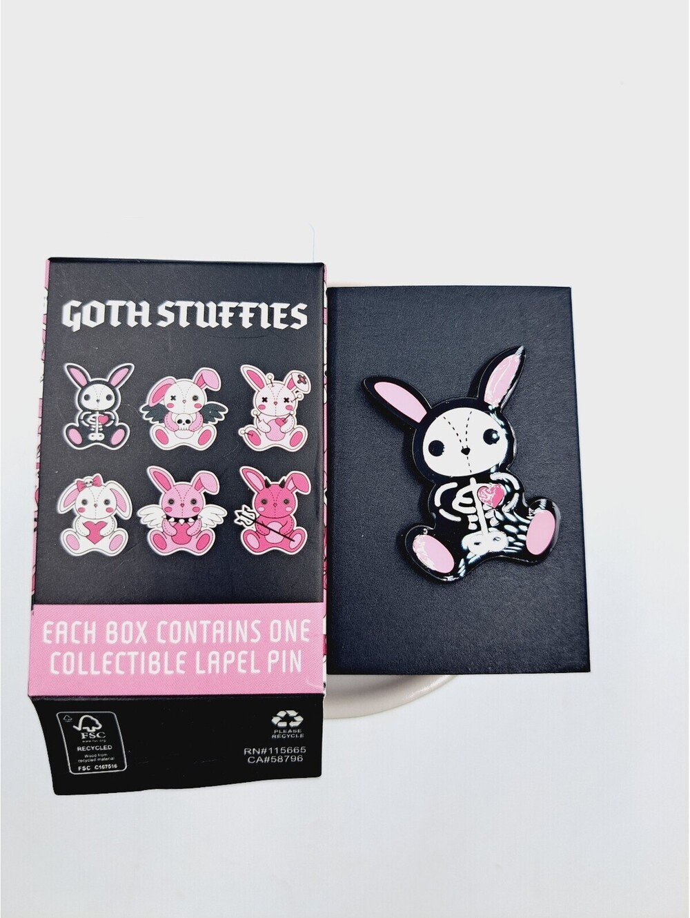 Goth Bunny Stuffies Blind Box Enamel Pin Trading Whimsigoth Skeleton Halloween